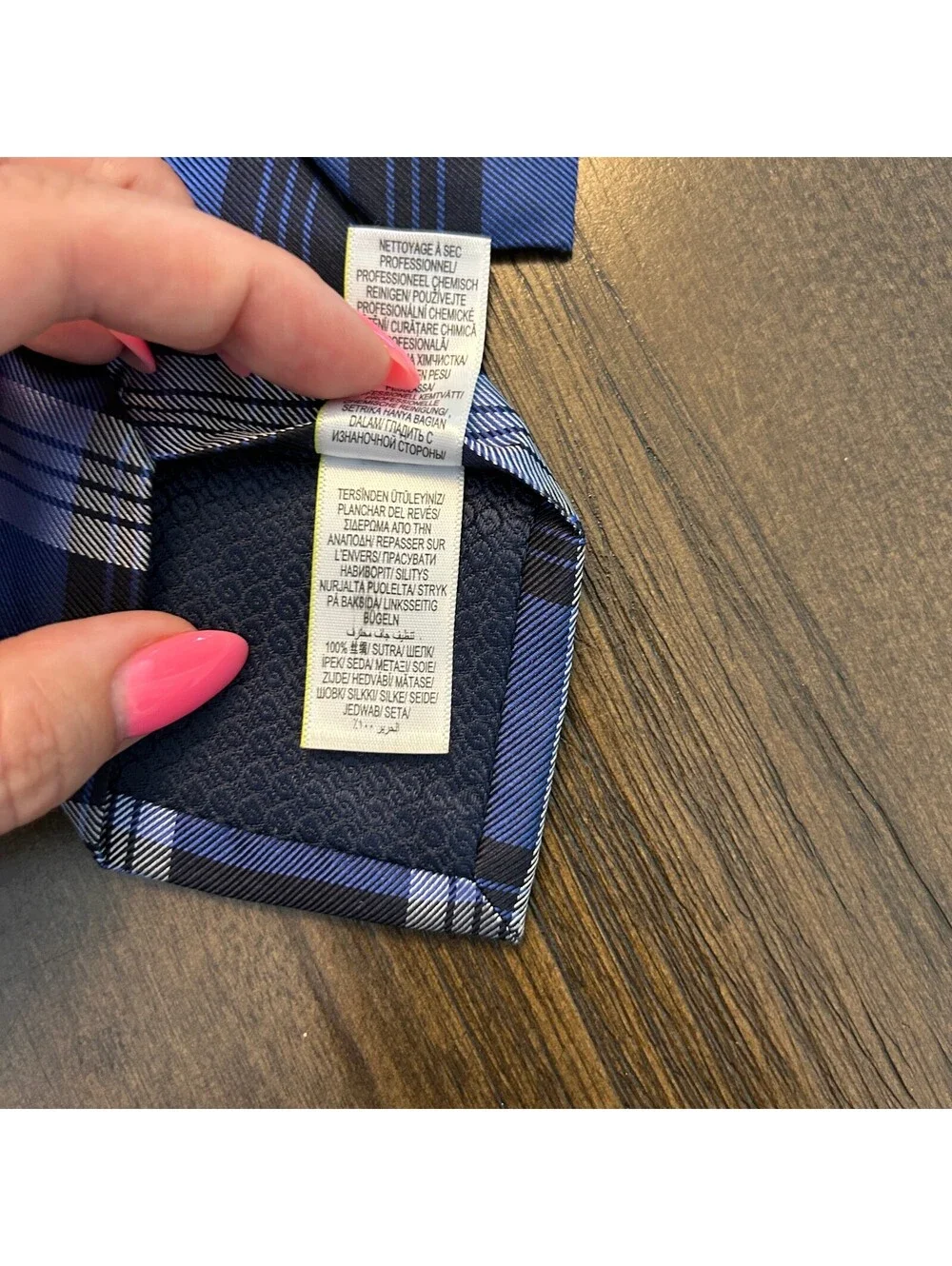 Vintage Y2K 90s M&S 100% Silk Blue Plaid Tartan Men’s Tie NWOT